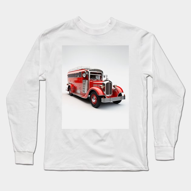 Art Deco Fire Truck Long Sleeve T-Shirt by TheArtfulAI